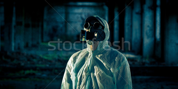 Stock photo: man portrait in respirator