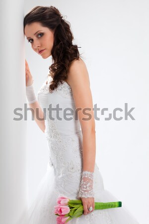 beautiful bride studio half-length portrait Stock photo © chesterf