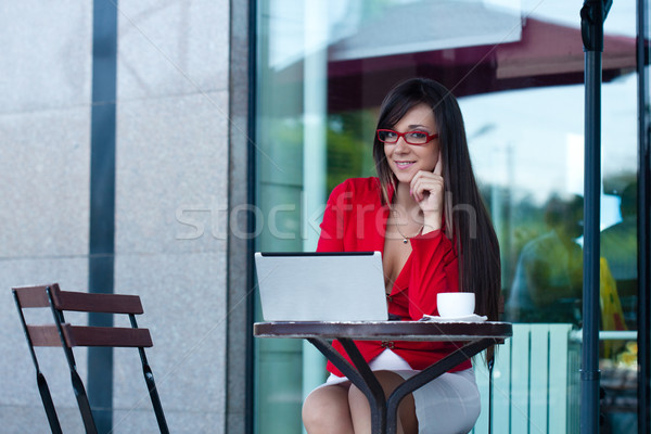 businesswoman  in outdoors cafe Stock photo © chesterf