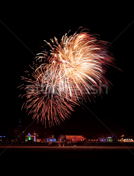 Rosso vacanze fuochi d'artificio città cielo Foto d'archivio © chesterf