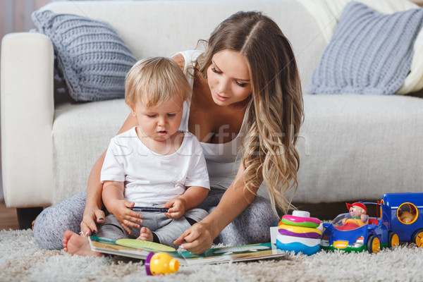 cute mother and child boy play together indoors at home Stock photo © chesterf