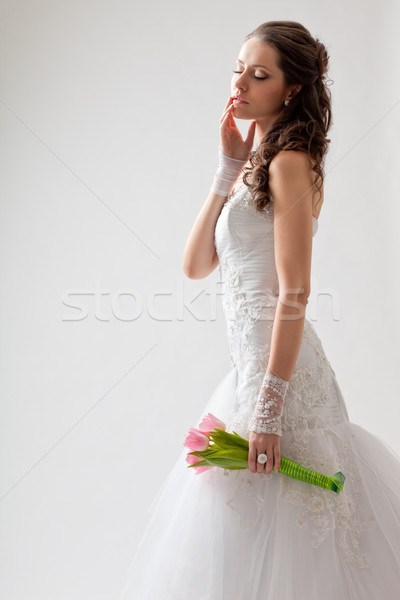 beautiful bride studio half-length portrait Stock photo © chesterf