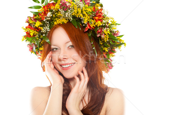 red haired woman with flower wreath on head Stock photo © chesterf