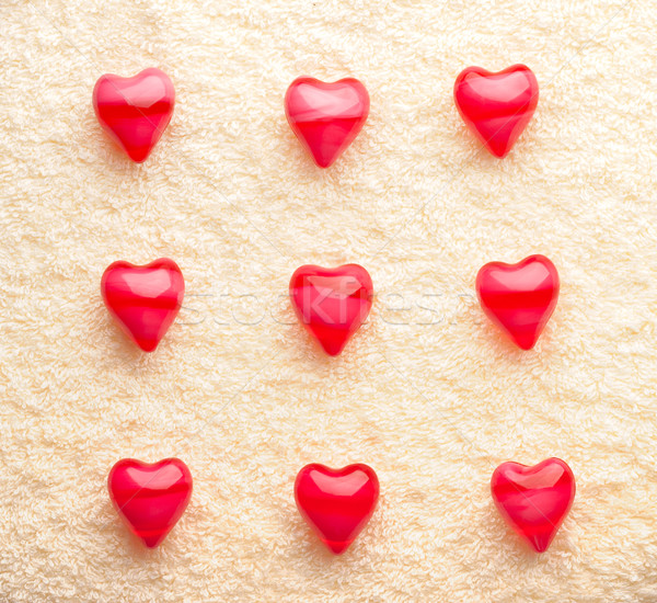 Tömb piros kilenc szívek törölköző citromsárga Stock fotó © chesterf