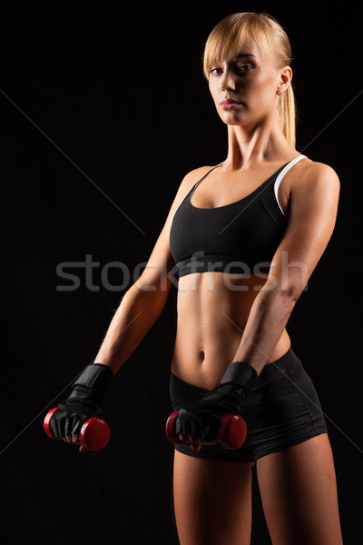 Femme rouge haltères [[stock_photo]] © chesterf