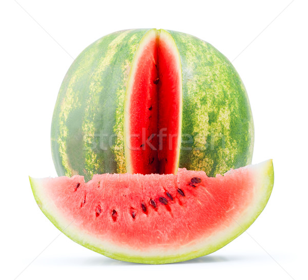 Isoliert Wasser Melone ganze Scheibe weiß Stock foto © chesterf