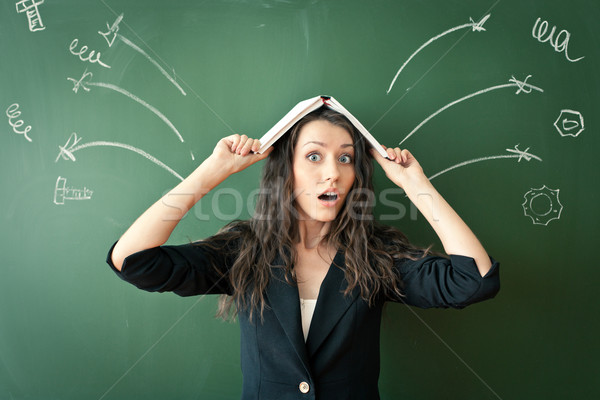 horrified woman over chalkboard Stock photo © chesterf