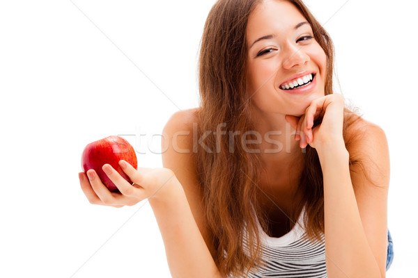 lying woman portrait with apple Stock photo © chesterf