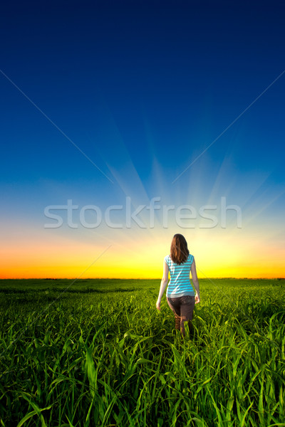 woman on filed Stock photo © chesterf