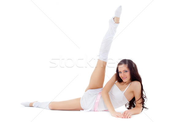 woman sitting with ribbon Stock photo © chesterf