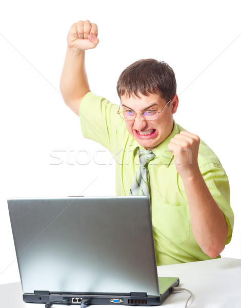 angry businessman with laptop Stock photo © chesterf