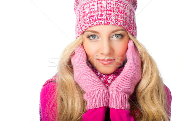 blonde woman wearing knitwear Stock photo © chesterf