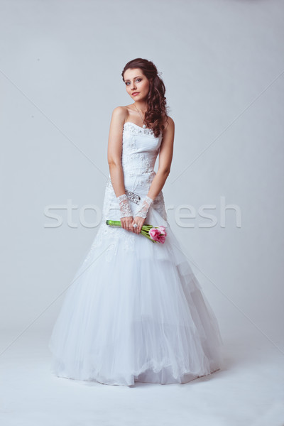beautiful bride studio full length portrait Stock photo © chesterf