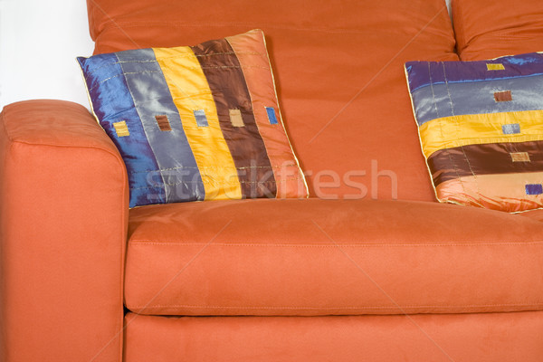 Narancs kanapé terv bútor luxus párna Stock fotó © cheyennezj