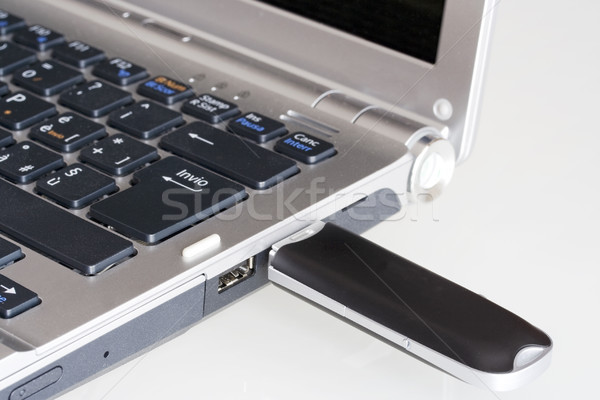 Notebooka modem usb pracy technologii metal Zdjęcia stock © cheyennezj