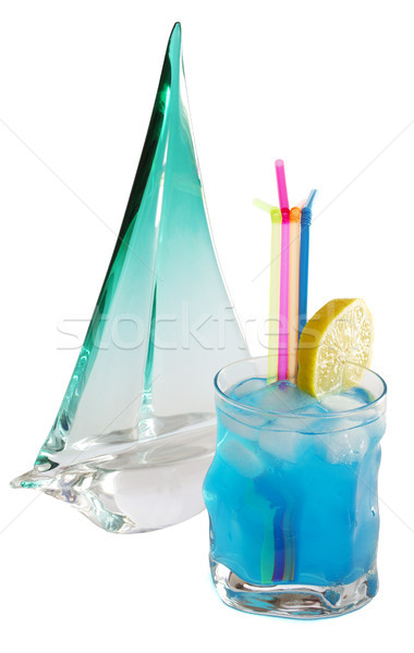 Albastru cocktail sticlă fundal portocaliu bea Imagine de stoc © cheyennezj