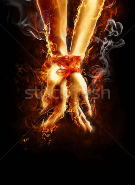 Szimbólum fényes fekete kéz tűz absztrakt Stock fotó © choreograph