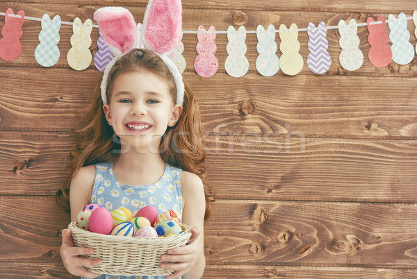 Mädchen tragen bunny Ohren cute wenig Stock foto © choreograph