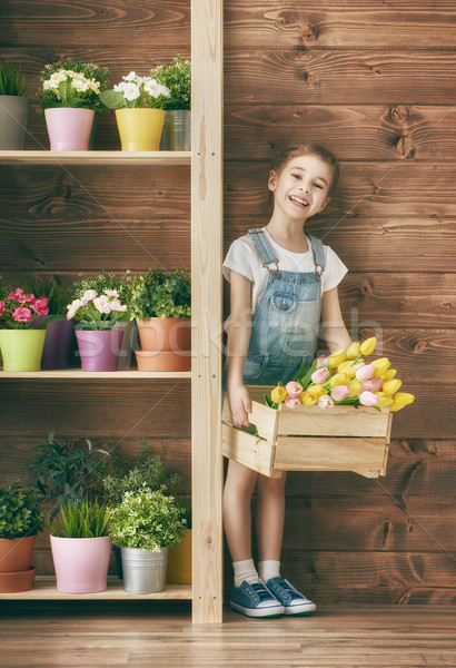 girl caring for her plants Stock photo © choreograph