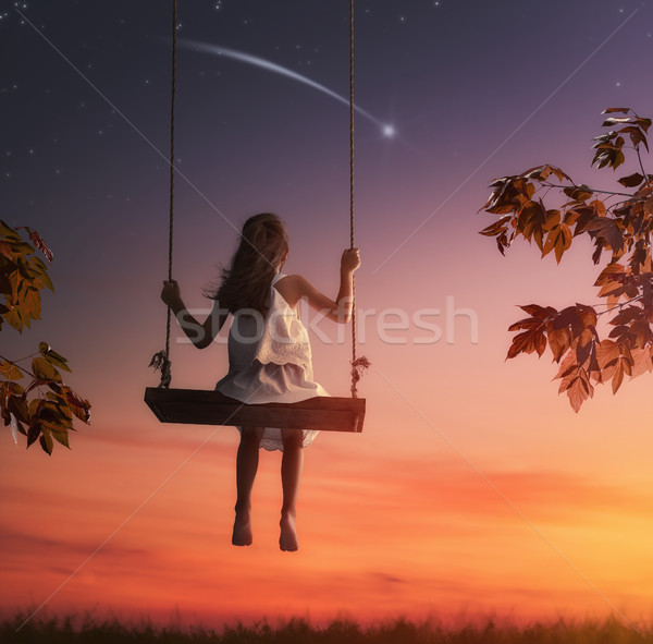 child girl on swing Stock photo © choreograph