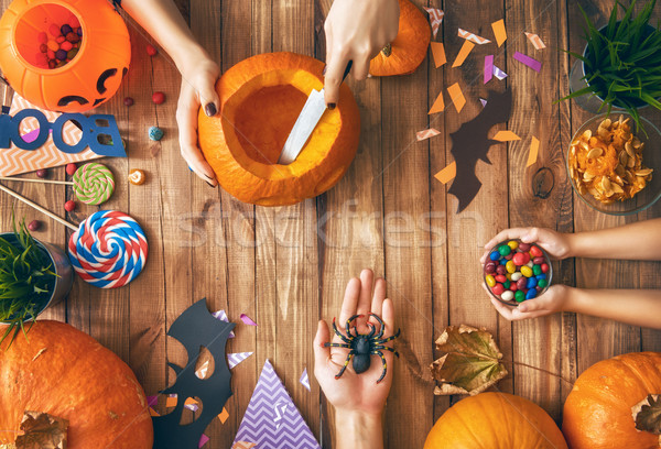 family preparing for Halloween. Stock photo © choreograph