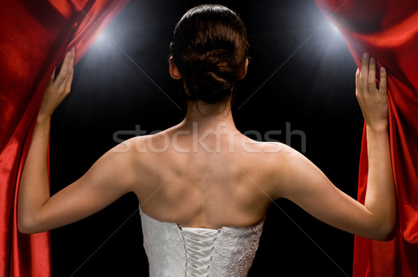 Gyönyörű lány mögött boldog szépség éjszaka színpad Stock fotó © choreograph