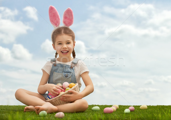 Stock photo: girl wearing bunny ears