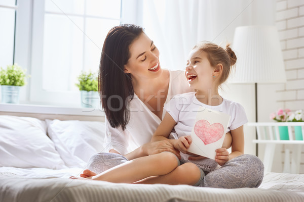 Stock fotó: Lánygyermek · anya · boldog · anyák · napját · gyermek · képeslap · anyu