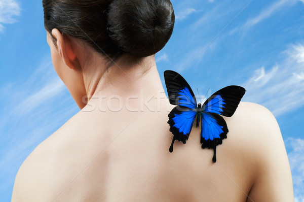 Zdjęcia stock: Motyl · kobieta · dziewczyna · piękna · nude · nago