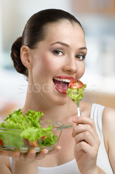 Alimentación saludable alimentos hermosa esbelto nina mujer Foto stock © choreograph