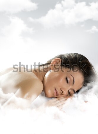 Schlaf Mädchen Himmel Schönheit Wolke Haut Stock foto © choreograph