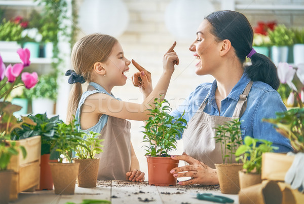 Happy family in spring day. Stock photo © choreograph