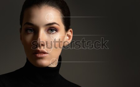Frumuseţe portret fată negru mână păr Imagine de stoc © choreograph