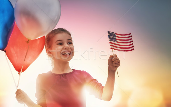 [[stock_photo]]: Patriotique · vacances · heureux · Kid · cute · peu