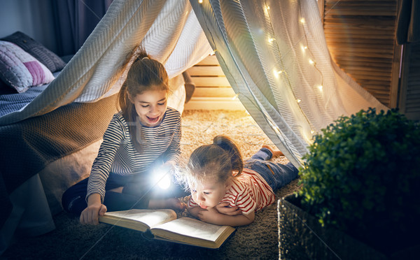 children are reading a book Stock photo © choreograph