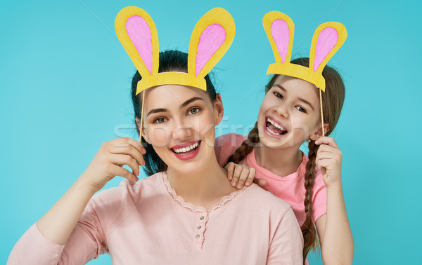 Foto stock: Família · páscoa · mãe · bonitinho · filha