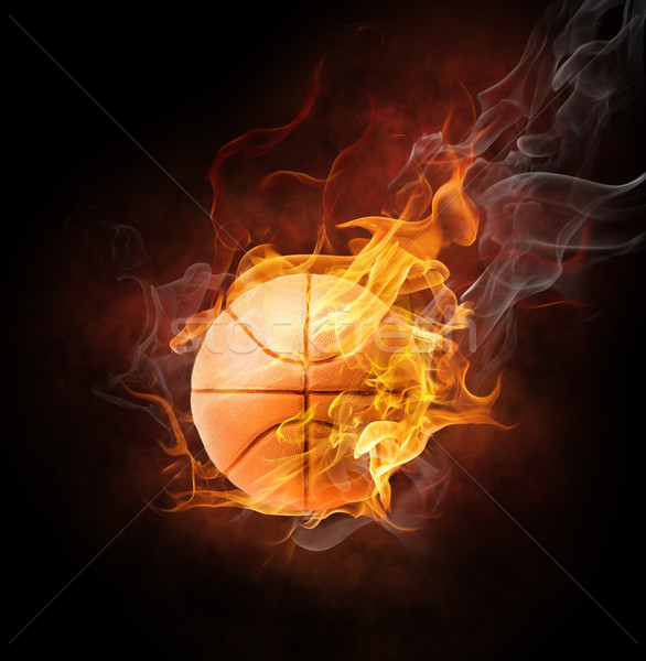 Símbolo brillante negro fuego baloncesto arte Foto stock © choreograph