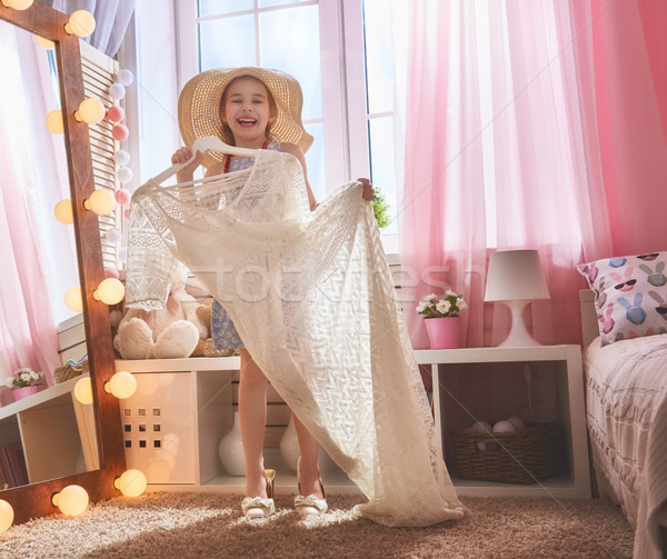 girl dresses up at home Stock photo © choreograph