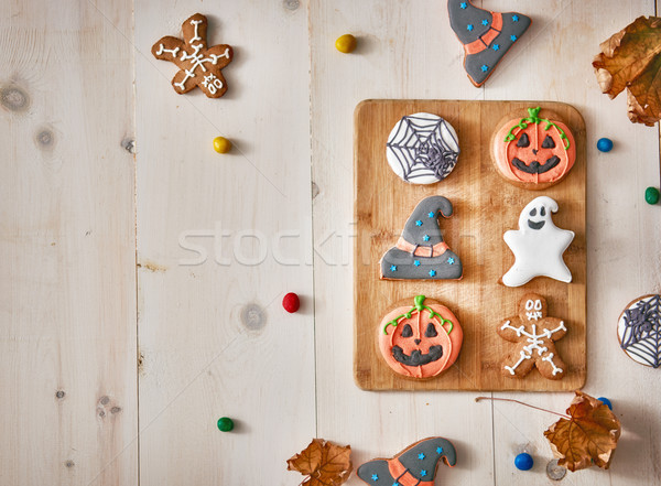 Foto stock: Halloween · doces · bolinhos · feliz · tabela · casa