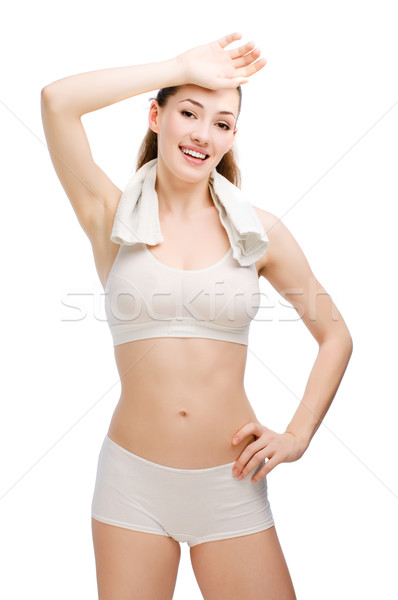 Sport junge Mädchen jungen Ausbildung weiblichen weiß Stock foto © choreograph