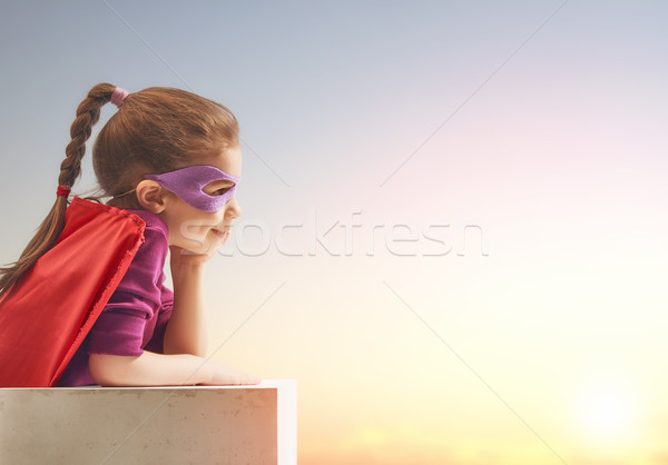 Dziewczyna kostium mały dziecko superhero wygaśnięcia Zdjęcia stock © choreograph