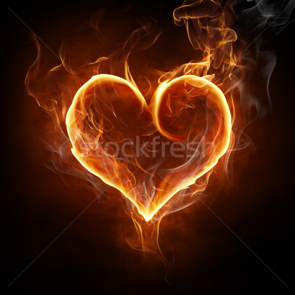 Símbolo brilhante preto fogo amor abstrato Foto stock © choreograph