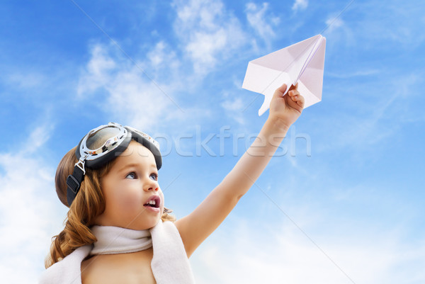 Uçak pilot çocuk gülümseme çocuklar mutlu Stok fotoğraf © choreograph