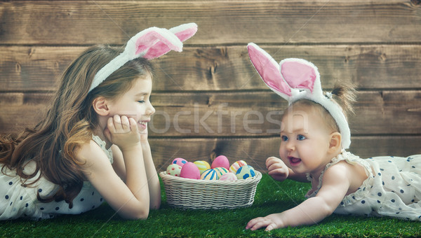 girls wearing bunny ears Stock photo © choreograph