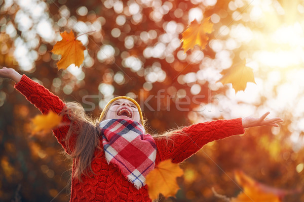 child playing with autumn leaves Stock photo © choreograph