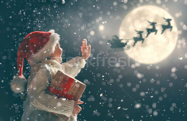girl with present at Christmas Stock photo © choreograph