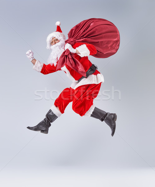 Grappig kerstman portret winter christmas vakantie Stockfoto © choreograph