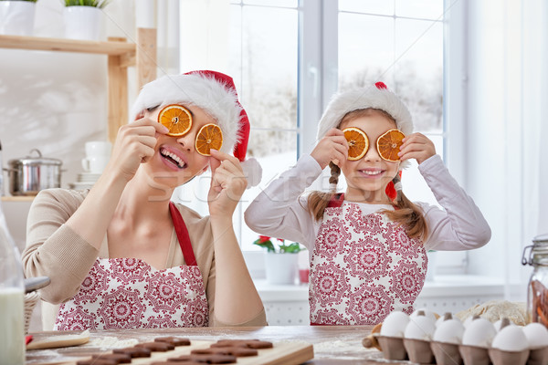 Koken christmas biscuits moeder dochter vrouw Stockfoto © choreograph
