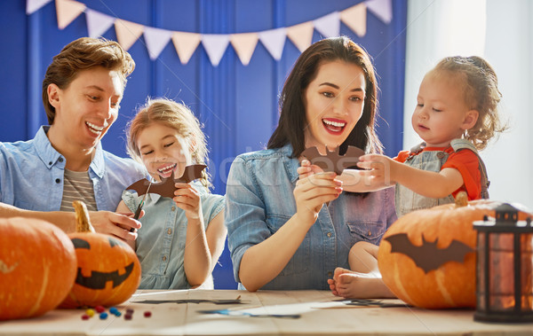 family preparing for Halloween. Stock photo © choreograph