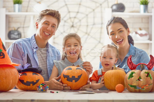 family preparing for Halloween. Stock photo © choreograph